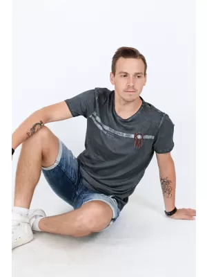 Мъжка тениска KIXMI RICKY ТЪМНО СИВ