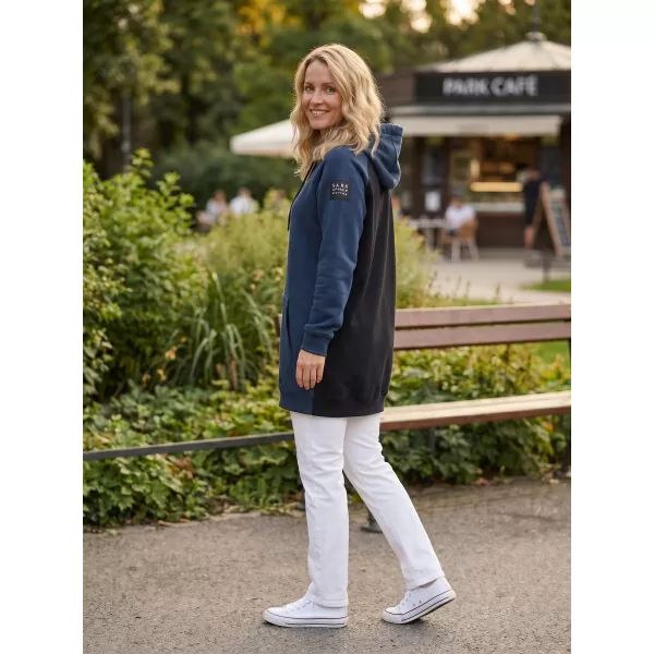  Дамски удължен суичър с качулка SAM 73 TRUDY WM 782 СТОМАНЕНО СИНЬО 