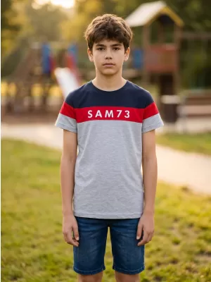 Момчешка тениска SAM 73 KALLAN KT 503 СВЕТЛО СИВО