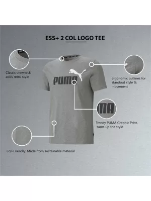 Мъжка тениска PUMA ESS+ 2 COL LOGO TEE 586759-03 СИВО