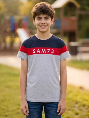 Момчешка тениска SAM 73 KALLAN KT 503 СВЕТЛО СИВО