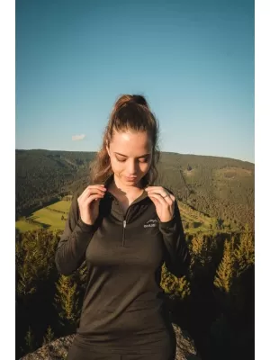 Дамска термо тениска HUSKY TROMI ZIP L ЧЕРЕН
