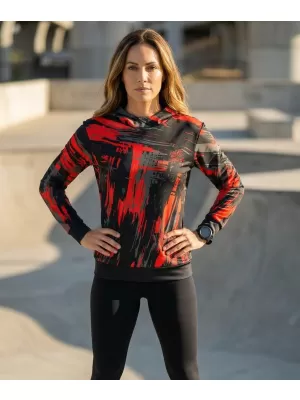 Дамски първокласен функционален суичър ALTISPORT VOJ/ALW010MI01 ЧЕРНО И ЧЕРВЕНО