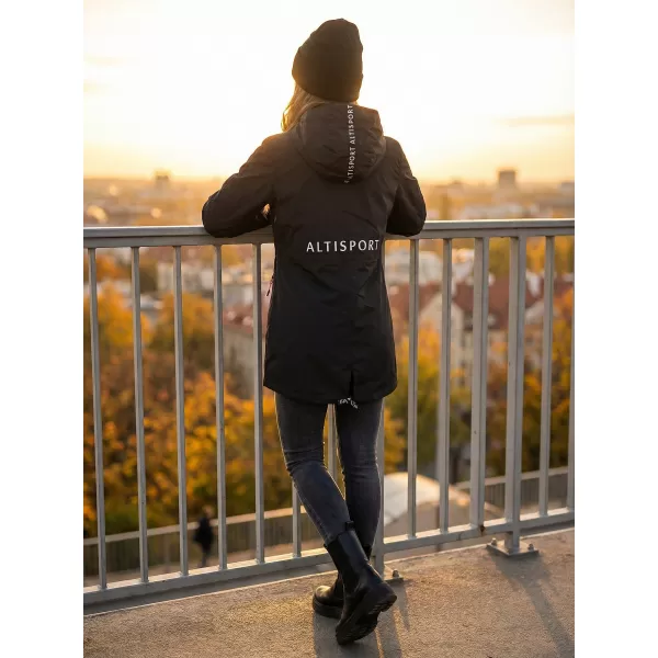  Дамско палто ALTISPORT CHELSIE ЧЕРНО/РОЗОВО 