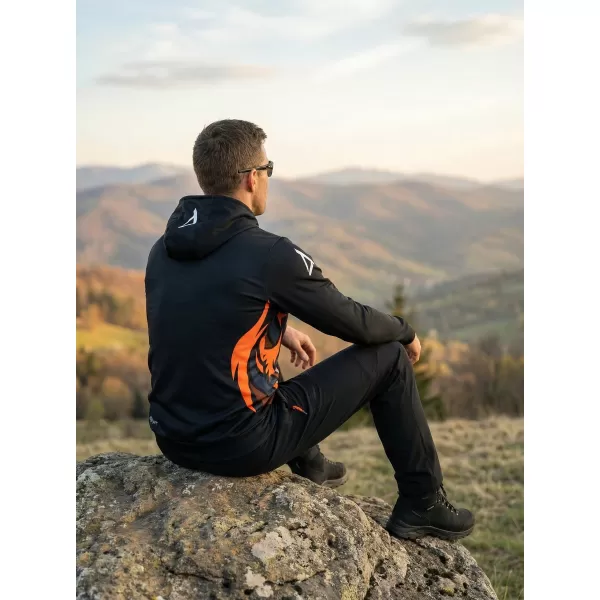  Мъжки първокласен функционален суичър ALTISPORT VOJ/ALM029MI01 ЧЕРНО-ОРАНЖЕВО 
