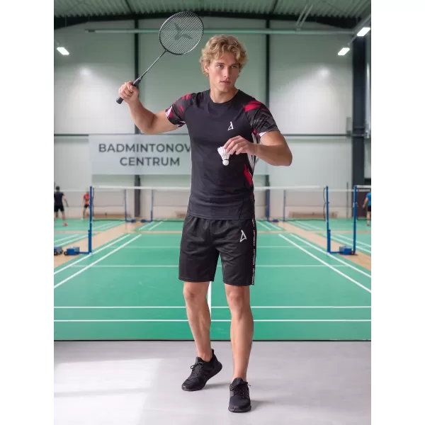  Мъжка първокласна функционална компресионна тениска с къс ръкав ALTISPORT VOJ/ALM039TR04 ЧЕРНО И ЧЕРВЕНО 