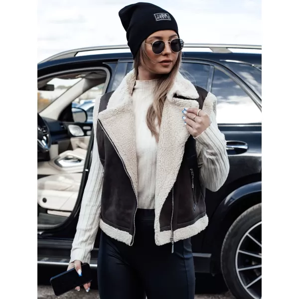  Жилетка DSTREET WOOLZIP TY4746 ČERNÁ/KARAMELOVÁ ЧЕРНО/КАФЯВО 