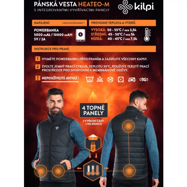 Изолирана жилетка с отопление KILPI HEATEO-M WM0121KI ЧЕРЕН 