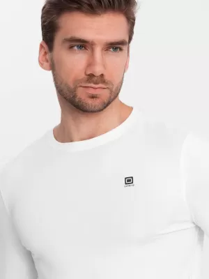 Мъжки t -риза с дълъг ръкав OMBRE OM-LSCL-0102 БЯЛ