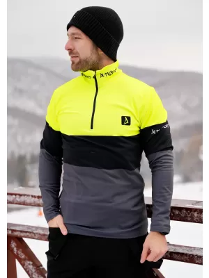 Pánská funkční termo mikina premium ALTISPORT VOJ/ALM051TER03 NEON YELLOW/ŠEDÁ