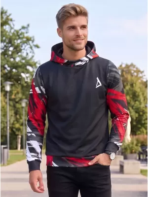 Мъжки първокласен функционален суичър ALTISPORT VOJ/ALM039MI01 ЧЕРНО И ЧЕРВЕНО