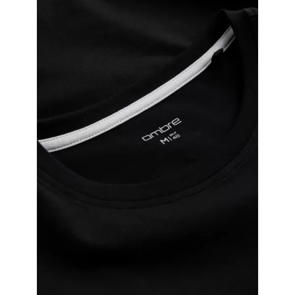  Мъжки t -риза с дълъг ръкав OMBRE OM-LSCL-0102 ЧЕРНО 