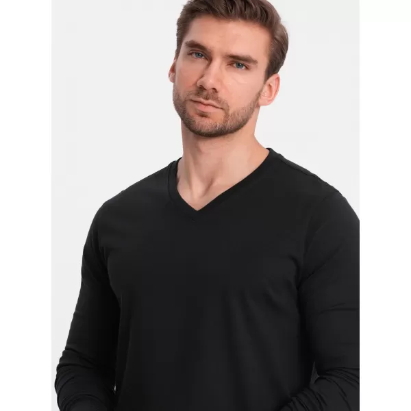  Мъжки t -риза с дълъг ръкав OMBRE OM-LSBL-0108 ЧЕРНО 
