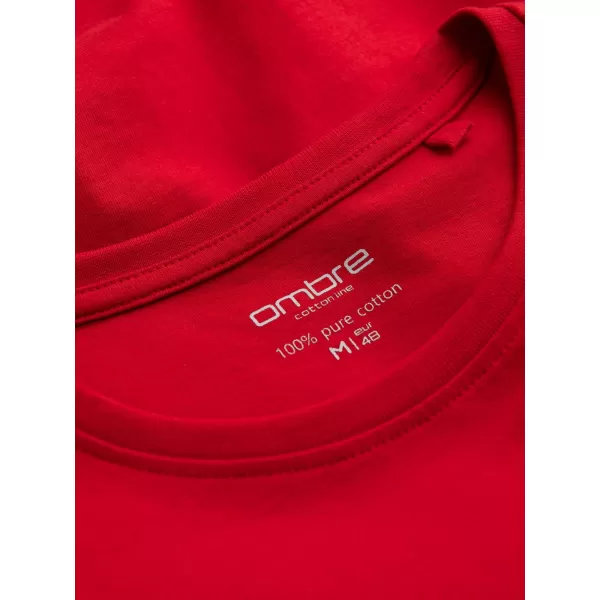  Мъжки t -риза с дълъг ръкав OMBRE OM-LSBL-0106 ЧЕРВЕНО 