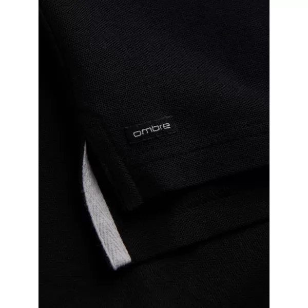  Мъжки t -риза с яка OMBRE OM-TSCT-0156 ЧЕРНО 