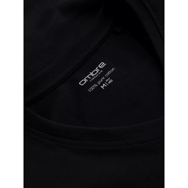  Мъжки t -риза с дълъг ръкав OMBRE OM-LSBL-0108 ЧЕРНО 