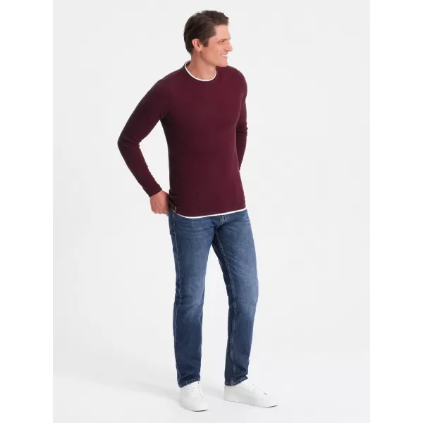  Мъжки пуловер OMBRE OM-SWSW-0103 MAROON 