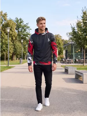 Мъжки първокласен функционален суичър ALTISPORT VOJ/ALM039MI01 ЧЕРНО И ЧЕРВЕНО