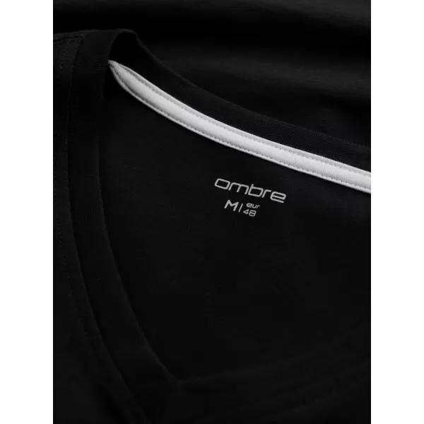  Мъжки t -риза с дълъг ръкав OMBRE OM-LSCL-0110 ЧЕРНО 