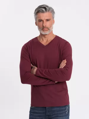 Мъжки t -риза с дълъг ръкав OMBRE OM-LSBL-0108 MAROON