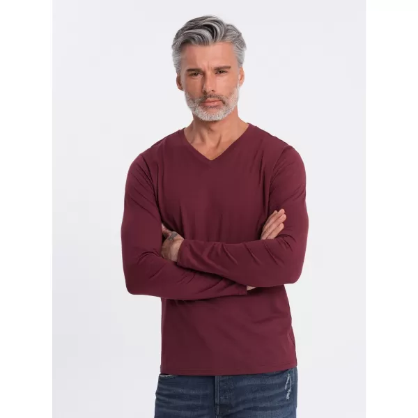  Мъжки t -риза с дълъг ръкав OMBRE OM-LSBL-0108 MAROON 