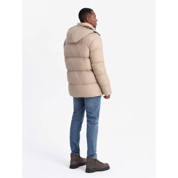  Мъжко зимно яке OMBRE OM-JAHP-0205 БЕЖОВО 