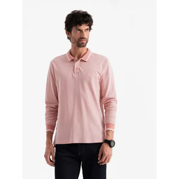  Мъжка тениска OMBRE OM-POLS-0129 РОЗОВ МЕЛАНЖ 