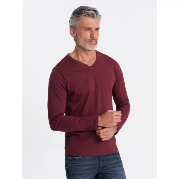  Мъжки t -риза с дълъг ръкав OMBRE OM-LSBL-0108 MAROON 