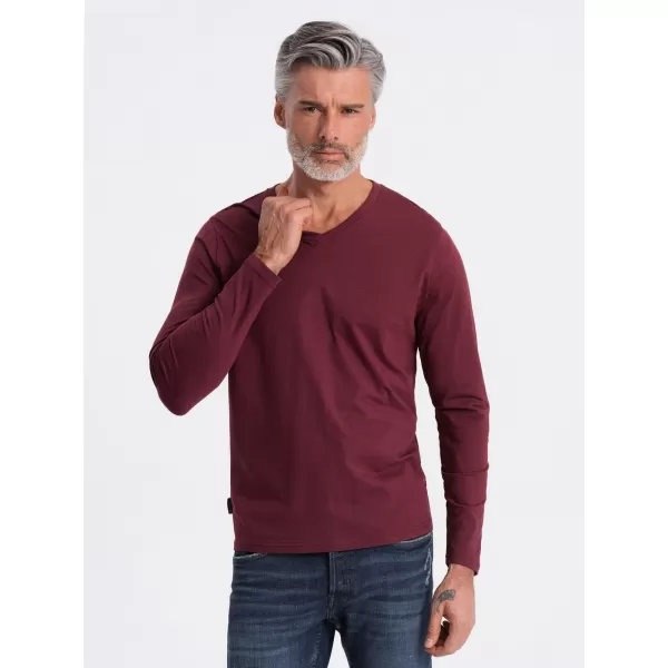  Мъжки t -риза с дълъг ръкав OMBRE OM-LSBL-0108 MAROON 