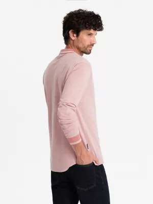 Мъжка тениска OMBRE OM-POLS-0129 РОЗОВ МЕЛАНЖ