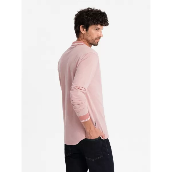  Мъжка тениска OMBRE OM-POLS-0129 РОЗОВ МЕЛАНЖ 