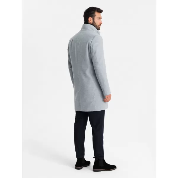  Мъжко палто OMBRE OM-COWC-0120 СИВ МЕЛАНЖ 