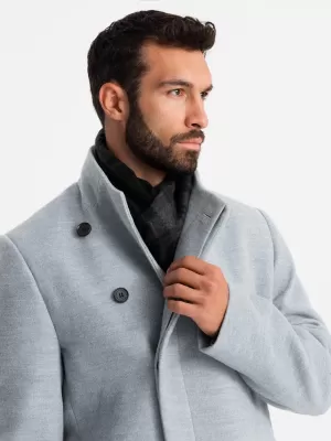 Мъжко палто OMBRE OM-COWC-0120 СИВ МЕЛАНЖ