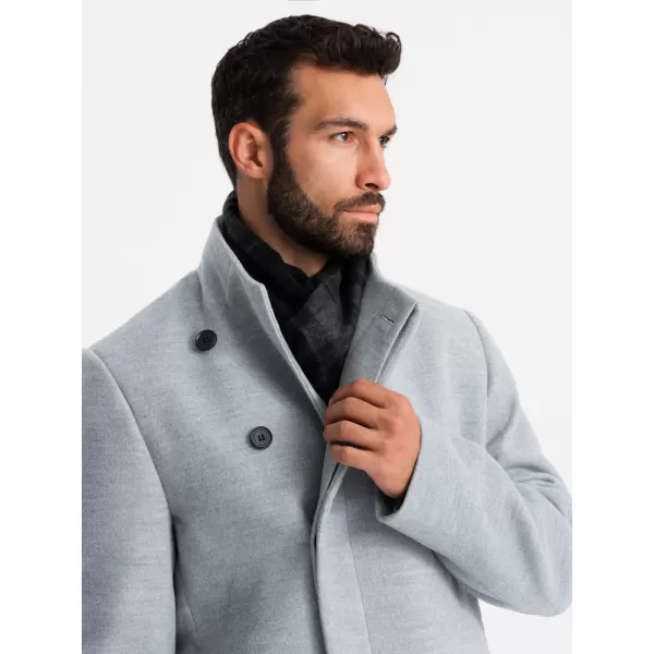  Мъжко палто OMBRE OM-COWC-0120 СИВ МЕЛАНЖ 