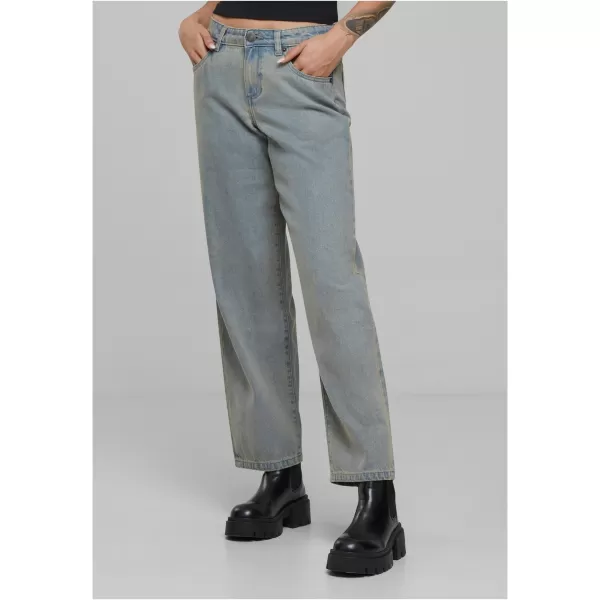  Дамски дънки URBAN CLASSICS TB7127 НОВО СВЕТЛО СИНЬО МРЪСНО ИЗПРАНО 
