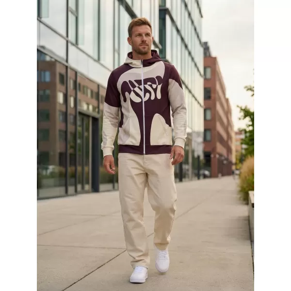  Мъжки суичър на Zip Premium ALTISPORT VOJ/ALM056MI02 БЕЖОВО/ЧЕРВЕНО 