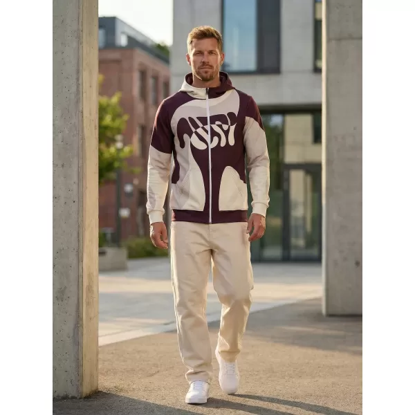  Мъжки суичър на Zip Premium ALTISPORT VOJ/ALM056MI02 БЕЖОВО/ЧЕРВЕНО 