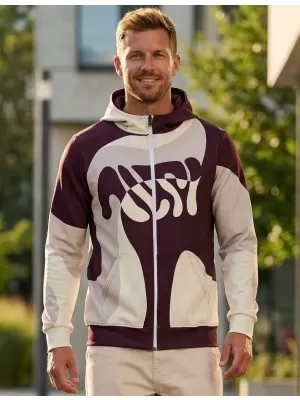 Мъжки суичър на Zip Premium ALTISPORT VOJ/ALM056MI02 БЕЖОВО/ЧЕРВЕНО