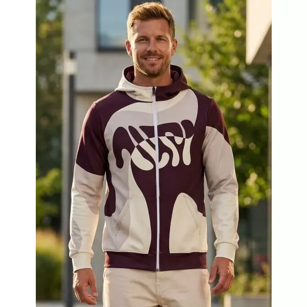  Мъжки суичър на Zip Premium ALTISPORT VOJ/ALM056MI02 БЕЖОВО/ЧЕРВЕНО 