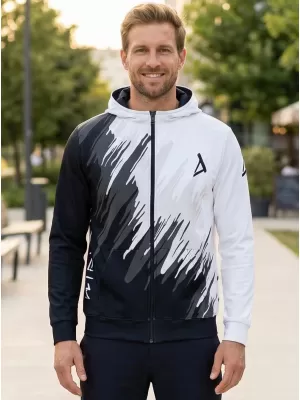 Мъжки суичър на Zip Premium ALTISPORT VOJ/ALM006MI02 ЧЕРНО И БЯЛО