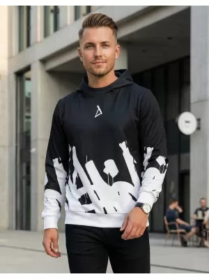 Мъжки премиум суичър ALTISPORT VOJ/ALM069MI01 ЧЕРНО И БЯЛО