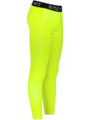 Мъжки дълъг премиум спортен клин ALTISPORT VOJ/ALM000LEG01 ФЛУОРО-ЖЪЛТО