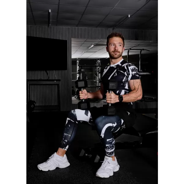  Мъжки дълъг премиум спортен клин ALTISPORT VOJ/ALM079LEG01 ЧЕРНО И БЯЛО 