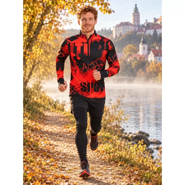  Мъжки спортен суичър премиум плюс ALTISPORT VOJ/ALM076MI04 ЧЕРНО/ЧЕРВЕНО 