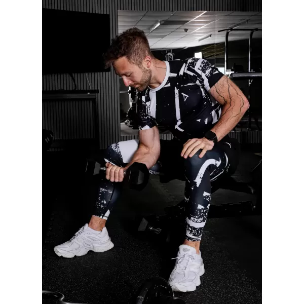  Мъжки дълъг премиум спортен клин ALTISPORT VOJ/ALM079LEG01 ЧЕРНО И БЯЛО 