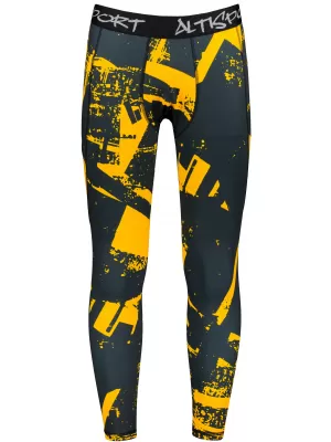 Мъжки дълъг премиум спортен клин ALTISPORT VOJ/ALM079LEG01 ЧЕРНО И ЖЪЛТО