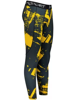 Мъжки дълъг премиум спортен клин ALTISPORT VOJ/ALM079LEG01 ЧЕРНО И ЖЪЛТО