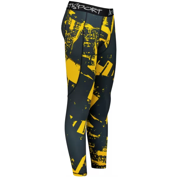  Мъжки дълъг премиум спортен клин ALTISPORT VOJ/ALM079LEG01 ЧЕРНО И ЖЪЛТО 