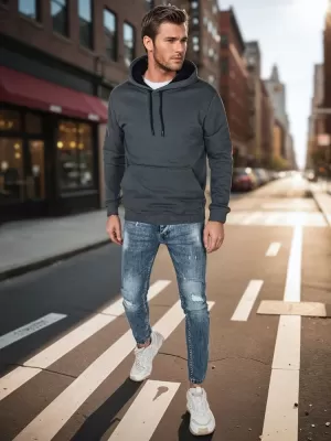 Мъжки суичър DSTREET BX5863 ТЪМНО СИВО