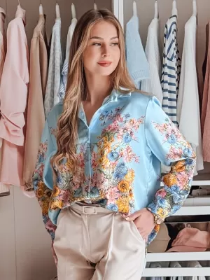 Риза DSTREET BLOSSIVA DY0466 СВЕТЛО СИНЬО